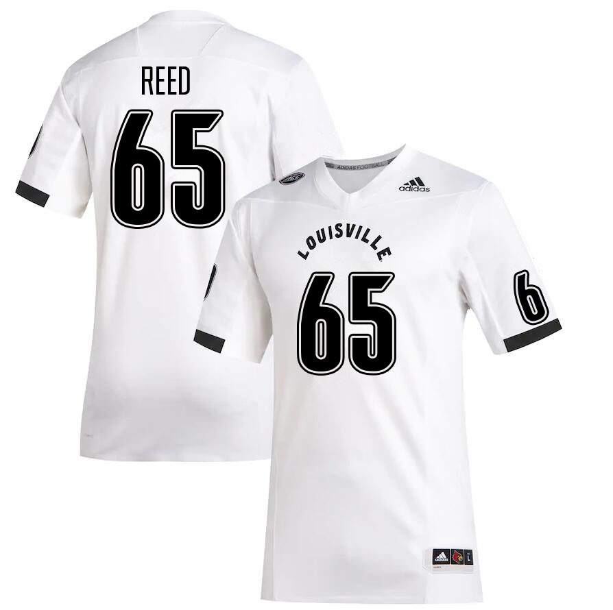 Men #65 Izaiah Reed Louisville Cardinals College Football Jerseys Sale-White - Click Image to Close